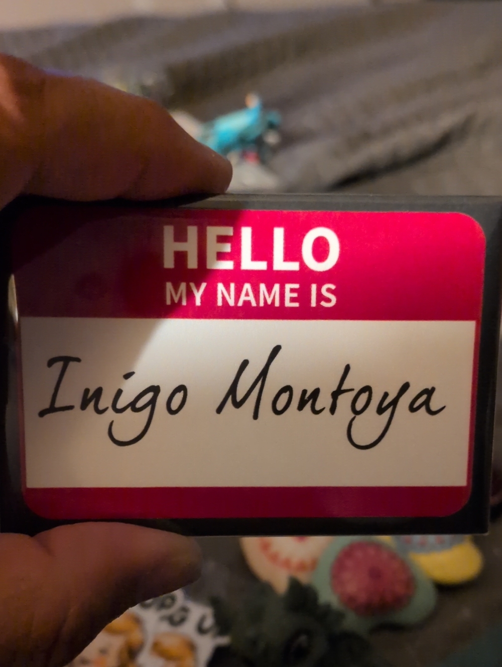Hello My Name Is Inigo Montoya Name Badge Sticker - Pink & White